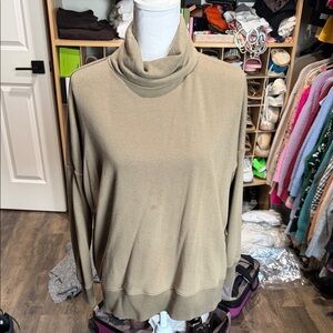 Aerie Classic Olive Green Oversized Turtleneck Sweater